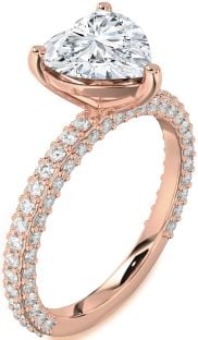 Diamond Rose Gold Heart Solitaire Pave Engagement Ring