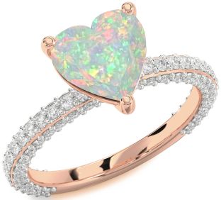 Diamond Amethyst Rose Gold Heart Solitaire Pave Engagement Ring