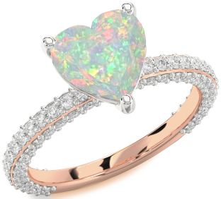 Diamond Amethyst Platinum & Rose Gold Heart Solitaire Pave Engagement Ring