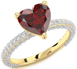 Diamond Amethyst Gold Heart Solitaire Pave Engagement Ring