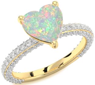 Diamond Amethyst Gold Heart Solitaire Pave Engagement Ring