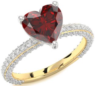 Diamond Amethyst Platinum & Yellow Gold Heart Solitaire Pave Engagement Ring