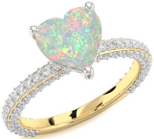 Diamond Amethyst Platinum & Yellow Gold Heart Solitaire Pave Engagement Ring