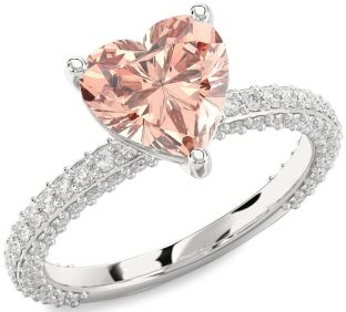 Diamond Amethyst Platinum Heart Solitaire Pave Engagement Ring