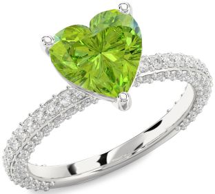 Diamond Amethyst Platinum Heart Solitaire Pave Engagement Ring