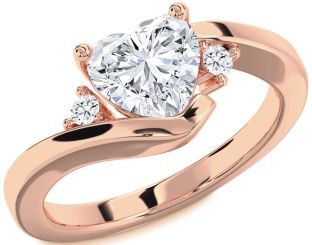 Diamond Rose Gold Heart Solitaire Engagement Ring