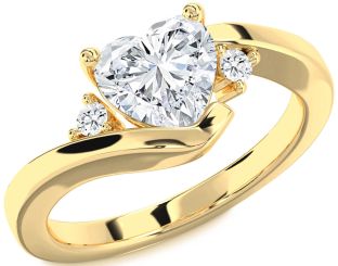 Diamond Gold Heart Solitaire Engagement Ring