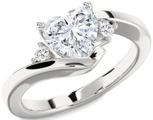 Diamond White Gold Heart Solitaire Engagement Ring