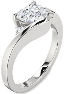 Diamond White Gold Heart Three Stone Engagement Ring