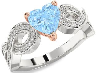 Diamond Amethyst Platinum & Rose Gold Heart Infinity Solitaire Engagement Ring