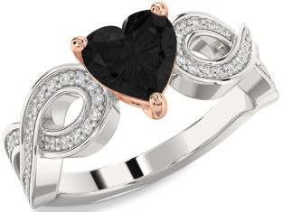 Diamond Amethyst Platinum & Rose Gold Heart Infinity Solitaire Engagement Ring