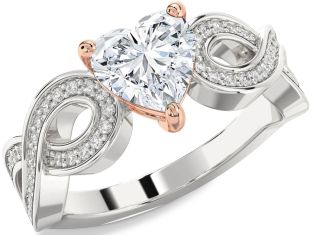 Diamond White Rose Gold Heart Infinity Engagement Ring