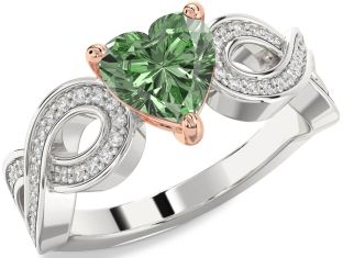 Diamond Amethyst Platinum & Rose Gold Heart Infinity Solitaire Engagement Ring