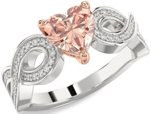 Diamond Amethyst Platinum & Rose Gold Heart Infinity Solitaire Engagement Ring