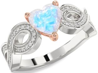 Diamond Amethyst Platinum & Rose Gold Heart Infinity Solitaire Engagement Ring