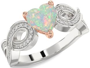 Diamond Amethyst Platinum & Rose Gold Heart Infinity Solitaire Engagement Ring