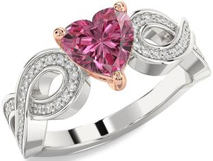 Diamond Amethyst Platinum & Rose Gold Heart Infinity Solitaire Engagement Ring