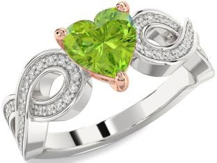 Diamond Amethyst Platinum & Rose Gold Heart Infinity Solitaire Engagement Ring