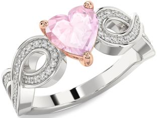 Diamond Amethyst Platinum & Rose Gold Heart Infinity Solitaire Engagement Ring