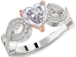 Diamond Amethyst Platinum & Rose Gold Heart Infinity Solitaire Engagement Ring