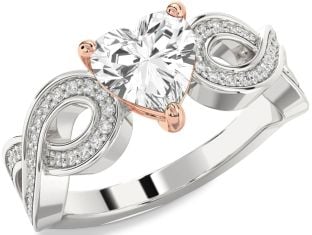 Diamond Amethyst Platinum & Rose Gold Heart Infinity Solitaire Engagement Ring