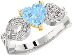 Diamond Amethyst Platinum & Yellow Gold Heart Infinity Solitaire Engagement Ring