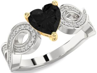 Diamond Amethyst Platinum & Yellow Gold Heart Infinity Solitaire Engagement Ring