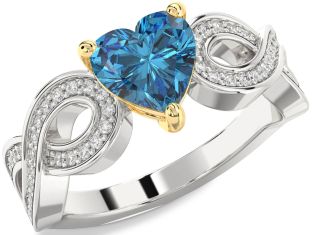 Diamond Amethyst Platinum & Yellow Gold Heart Infinity Solitaire Engagement Ring