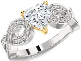 Diamond Silver & 10K gold Heart Infinity Engagement Ring