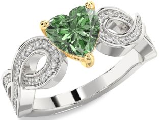 Diamond Amethyst Platinum & Yellow Gold Heart Infinity Solitaire Engagement Ring