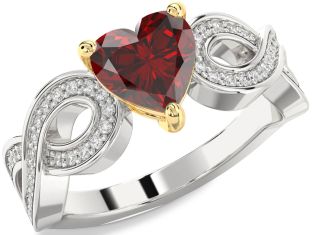 Diamond Amethyst Platinum & Yellow Gold Heart Infinity Solitaire Engagement Ring