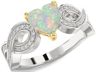 Diamond Amethyst Platinum & Yellow Gold Heart Infinity Solitaire Engagement Ring