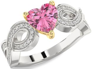 Diamond Amethyst Platinum & Yellow Gold Heart Infinity Solitaire Engagement Ring