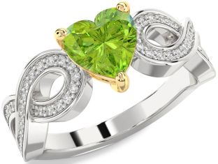 Diamond Amethyst Platinum & Yellow Gold Heart Infinity Solitaire Engagement Ring