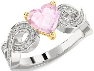 Diamond Amethyst Platinum & Yellow Gold Heart Infinity Solitaire Engagement Ring