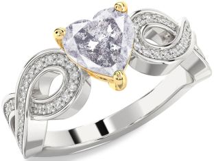 Diamond Amethyst Platinum & Yellow Gold Heart Infinity Solitaire Engagement Ring