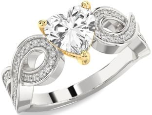 Diamond Amethyst Platinum & Yellow Gold Heart Infinity Solitaire Engagement Ring