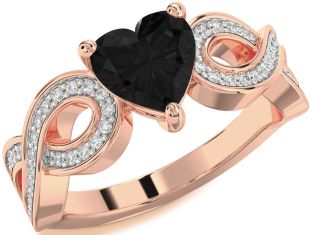 Diamond Amethyst Rose Gold Heart Infinity Solitaire Engagement Ring