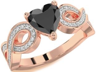 Diamond Amethyst Rose Gold Heart Infinity Solitaire Engagement Ring