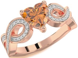 Diamond Amethyst Rose Gold Heart Infinity Solitaire Engagement Ring