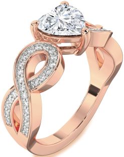 Diamond Rose Gold Heart Infinity Solitaire Engagement Ring