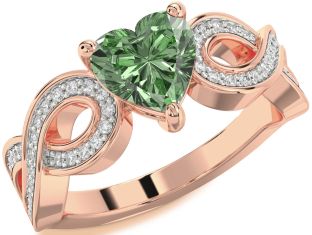 Diamond Amethyst Rose Gold Heart Infinity Solitaire Engagement Ring