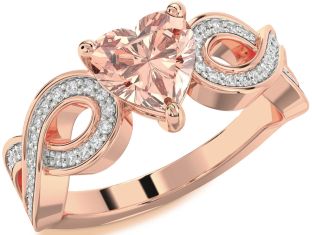 Diamond Amethyst Rose Gold Heart Infinity Solitaire Engagement Ring