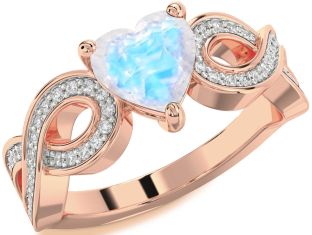 Diamond Amethyst Rose Gold Heart Infinity Solitaire Engagement Ring