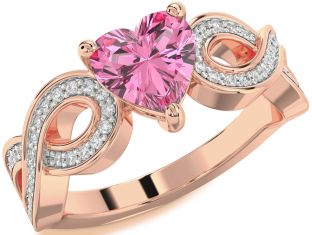 Diamond Amethyst Rose Gold Heart Infinity Solitaire Engagement Ring