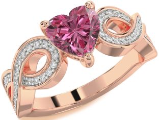 Diamond Amethyst Rose Gold Heart Infinity Solitaire Engagement Ring