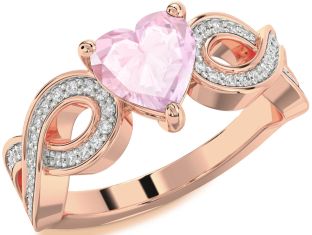 Diamond Amethyst Rose Gold Heart Infinity Solitaire Engagement Ring