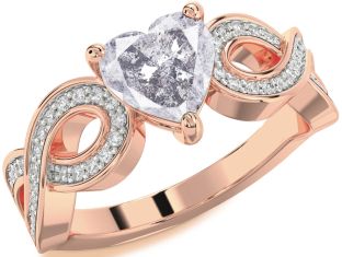 Diamond Amethyst Rose Gold Heart Infinity Solitaire Engagement Ring