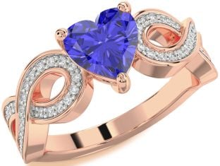 Diamond Amethyst Rose Gold Heart Infinity Solitaire Engagement Ring