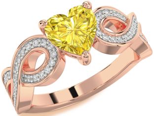 Diamond Amethyst Rose Gold Heart Infinity Solitaire Engagement Ring